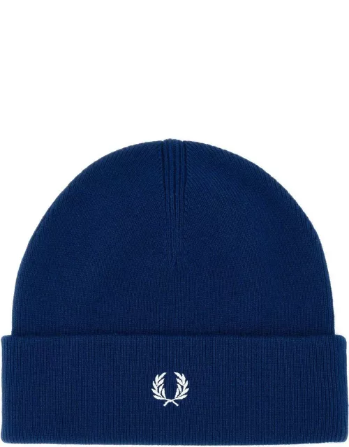 Fred Perry Electric Blue Wool Blend Beanie Hat