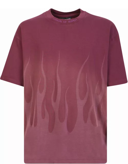Vision of Super Wine Lasered Flames T-shirt