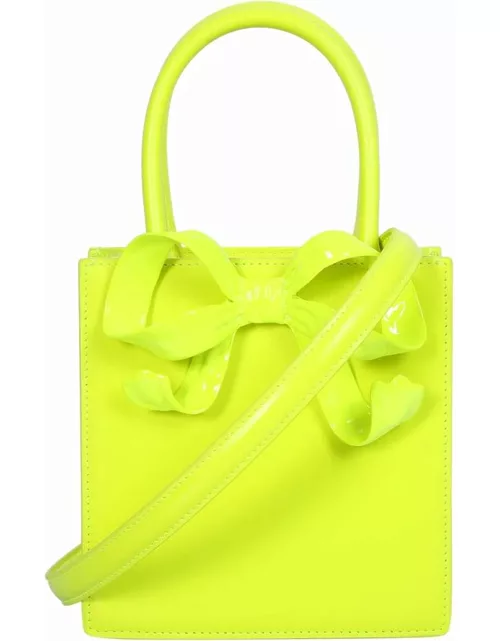 self-portrait Bow Mini Tote Neon Yellow Bag