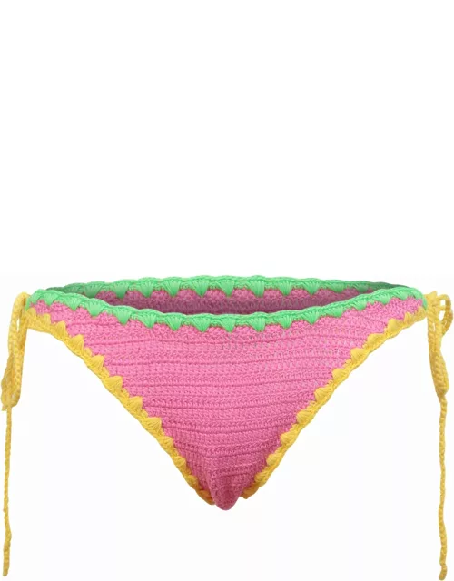 Pink Crochet Bikini Bottom By Mc2 Saint Barth