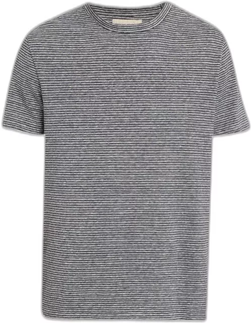 Men's Fine Stripe Cotton-Linen T-Shirt
