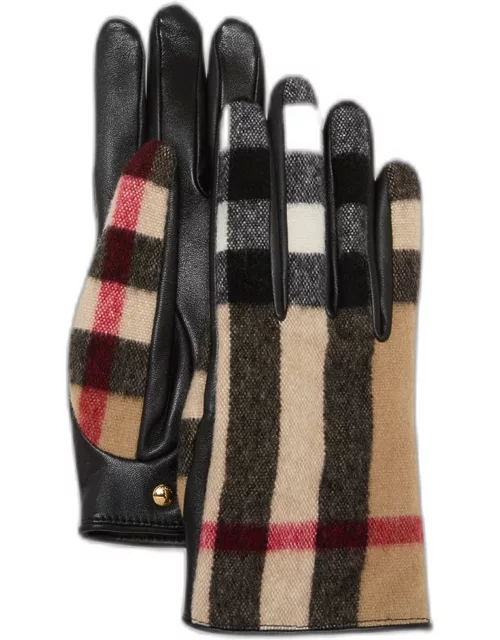 Victoria Check Wool & Leather Glove