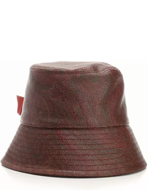 Etro Black Version Paisley Bucket Hat In Red