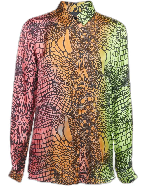 Just Cavalli Multicolor Reptile Printed Cotton Shirt