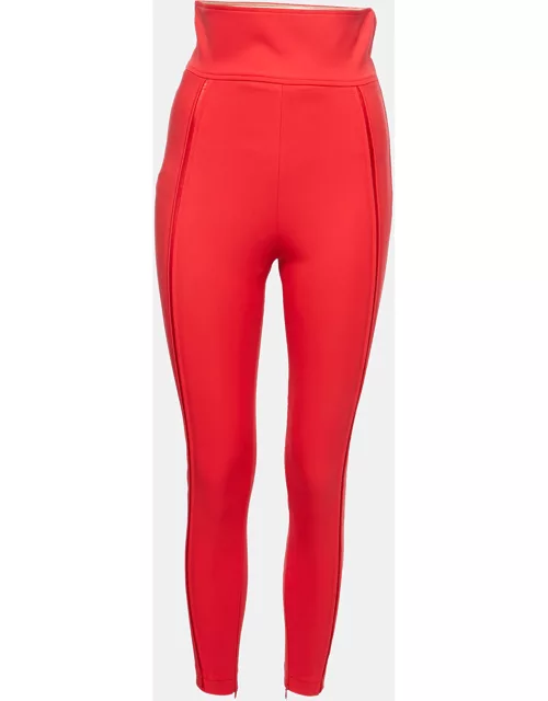 Elisabetta Franchi Red Stretch Crepe High-Waist Skinny Trousers
