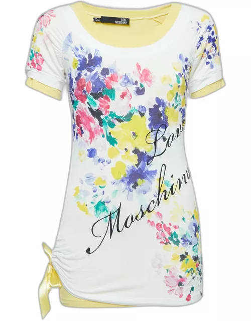 Love Moschino Multicolor Floral Print Knit Inlay T-Shirt