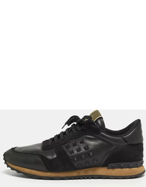 Valentino Black Leather and Suede Rockrunner Sneaker