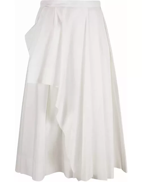 Alexander McQueen White Midi Skirt With Asymmetrical Draping