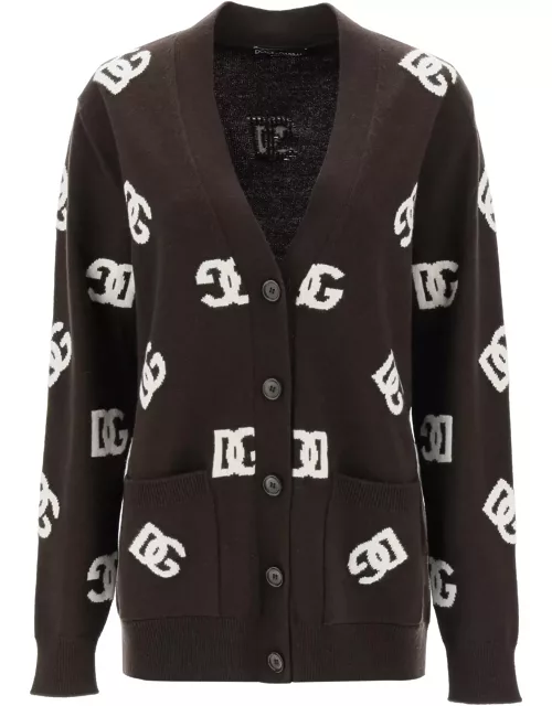 Dolce & Gabbana Maxi Cardigan With Dg Pattern Inlay