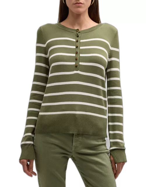 Dianora Striped Long-Sleeve Top