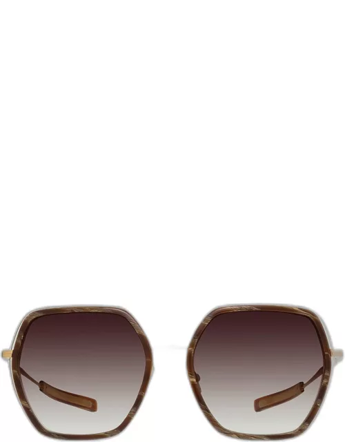 Pickford Brown Zyl & Metal Round Sunglasse