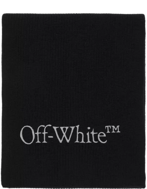 OFF-WHITE wool scarf with logo embroidery