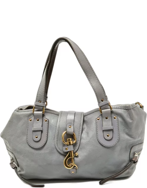Chloe Lavender/Brown Leather Double Zip Tote