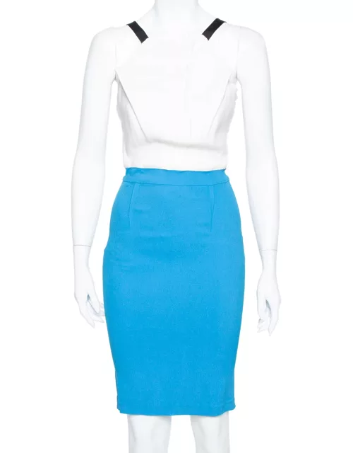 Roland Mouret Limited Edition Blue & White Crepe Sleeveless Sheath Dress