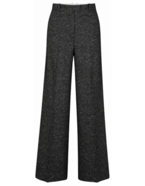 Regular-fit high-waisted trousers in structured tweed- Patterned Women's Formal Pant