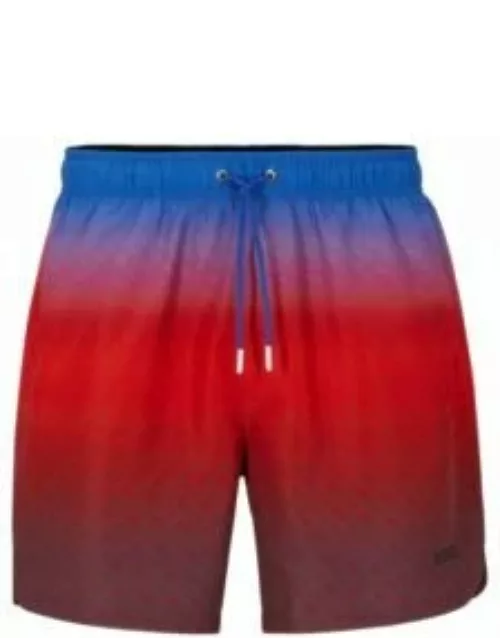Logo-print swim shorts with degrad monogram pattern- Blue Men's Swim Short