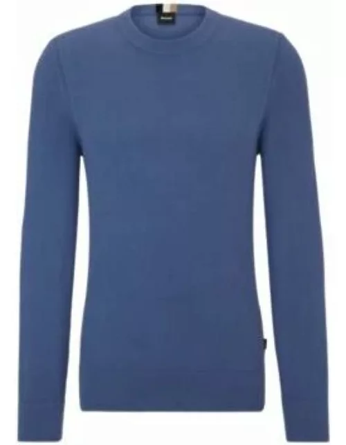 Micro-structured crew-neck sweater in cotton- Light Blue Men's Sweater