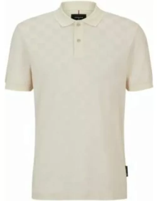 Porsche x BOSS mercerized-cotton polo shirt with check structure- White Men's Polo Shirt