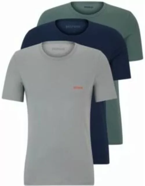 Triple-pack of cotton underwear T-shirts with logo print- Dark Green Men's T-Shirt