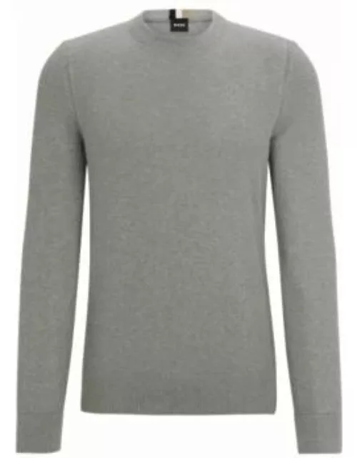 Micro-structured crew-neck sweater in cotton- Silver Men's Sweater