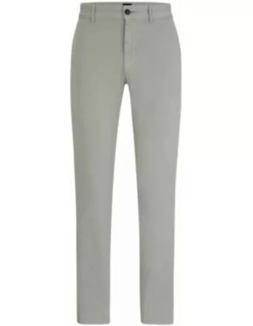 Slim-fit chinos in stretch-cotton satin- Grey Men's Casual Pant