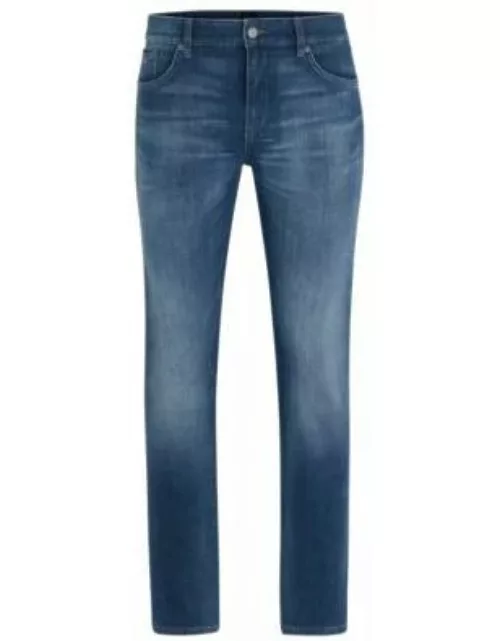 Slim-fit jeans in blue Italian cashmere-touch denim- Blue Men's Jean