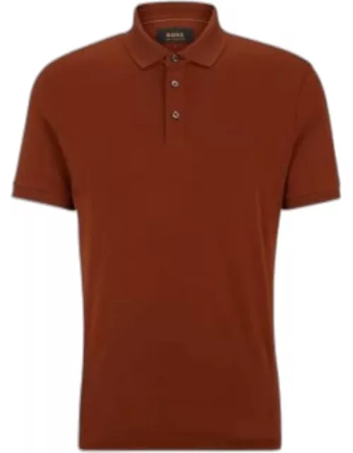 Regular-fit polo shirt in mercerized Italian cotton- Brown Men's Polo Shirt