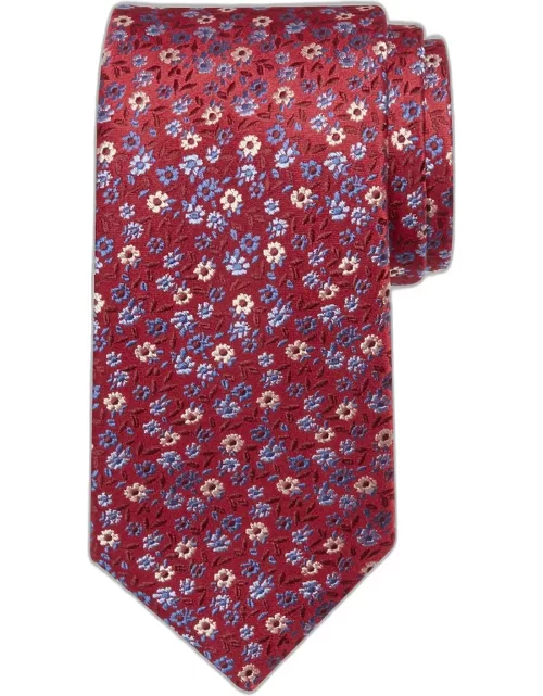 JoS. A. Bank Men's Traveler Collection Tossed Floral Tie, Red, One