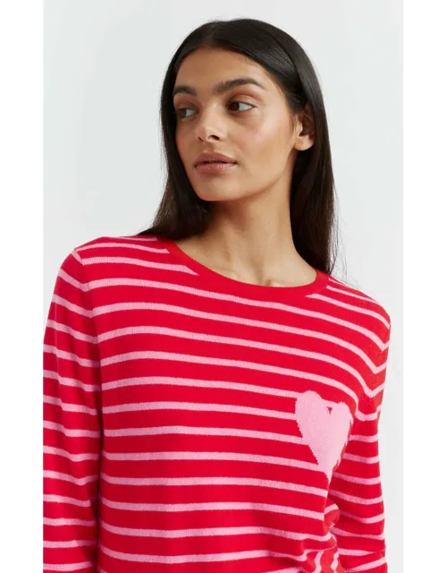Red Breton Heart Wool-Cashmere Sweater