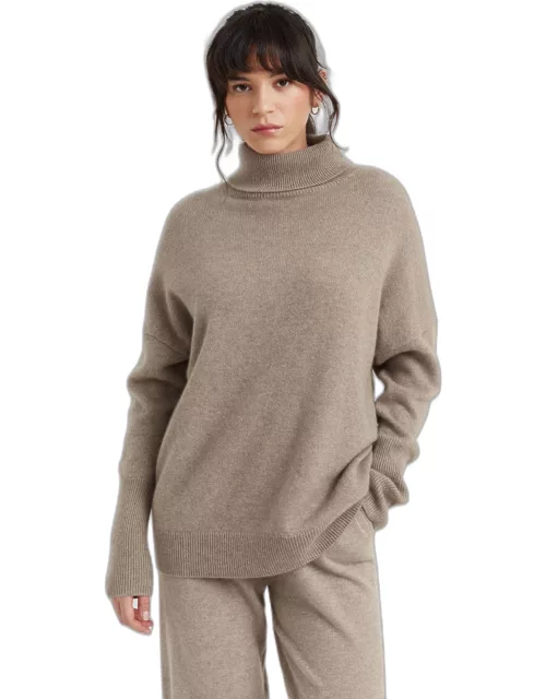 Soft-Truffle Cashmere Rollneck Sweater