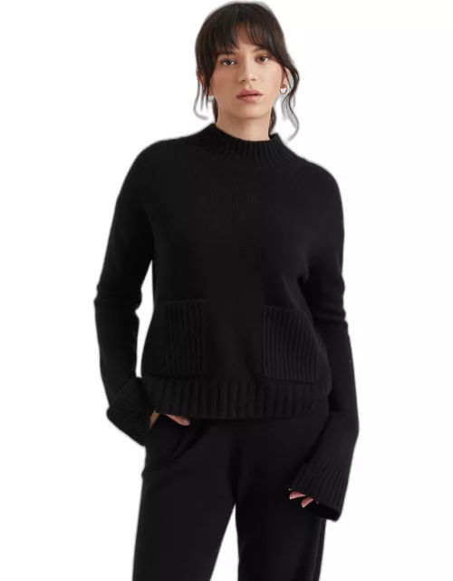 Black Cashmere Patch Pocket Sweater