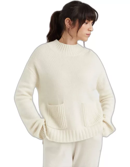 Cream Cashmere Patch Pocket Sweater