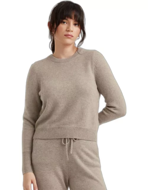 Soft-Truffle Cashmere Cropped Sweater