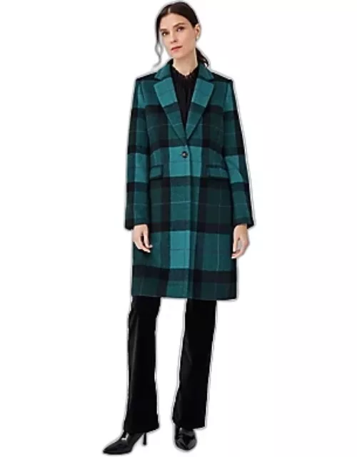 Ann Taylor Plaid Wool Blend Short Chesterfield Coat