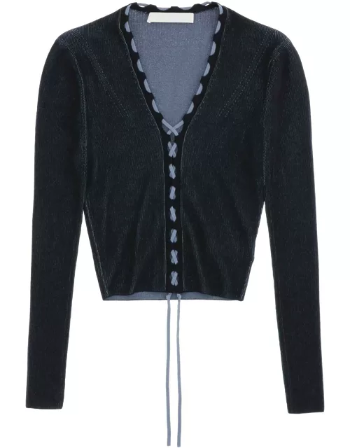 DION LEE two-tone lace-up cardigan