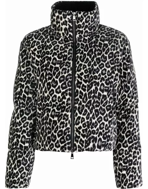 Cheetah-print padded puffer jacket