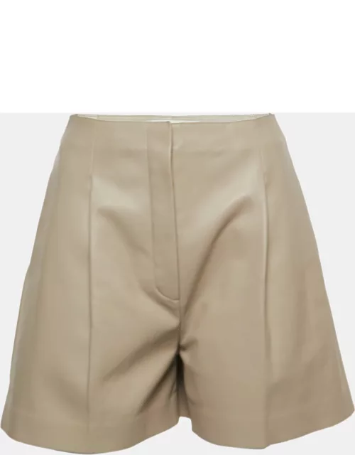 Fendi Beige Leather Pleated Shorts