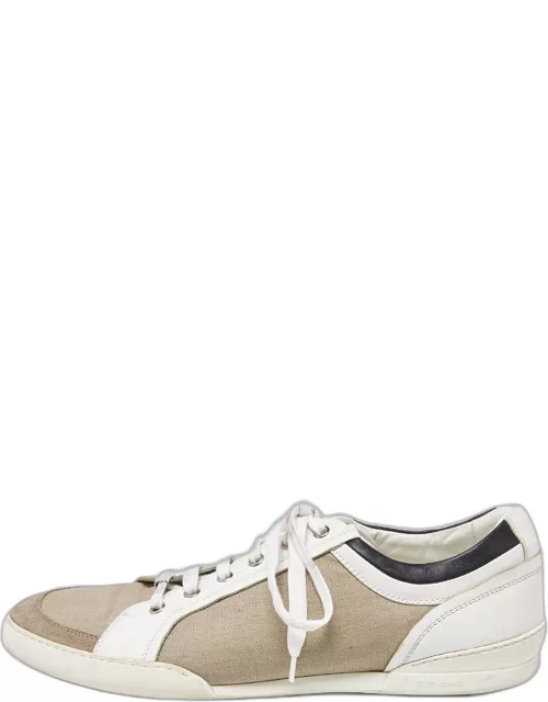 Dior Homme White/Beige Leather and Canvas Low Top Sneaker
