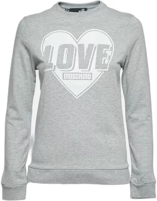 Love Moschino Love Logo Print Cotton Crew Neck Sweatshirt