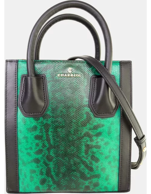 Charriol Green Leather Tote Exotic Skin Handbag