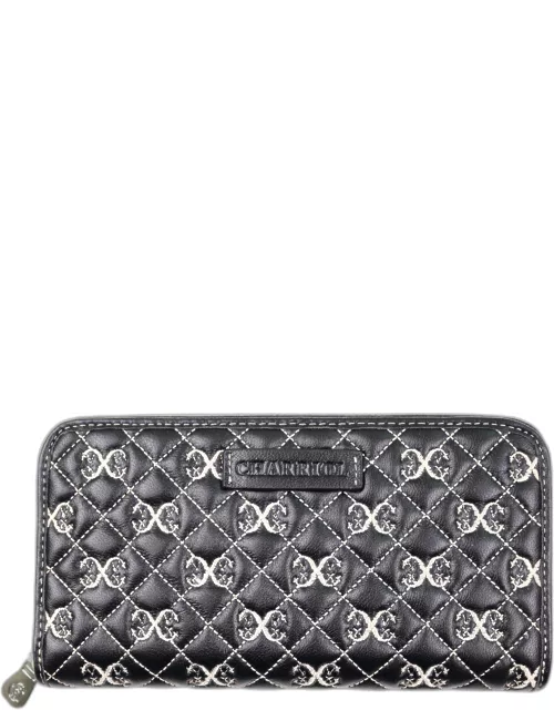 Charriol Black / Beige Leather Quilted Purse