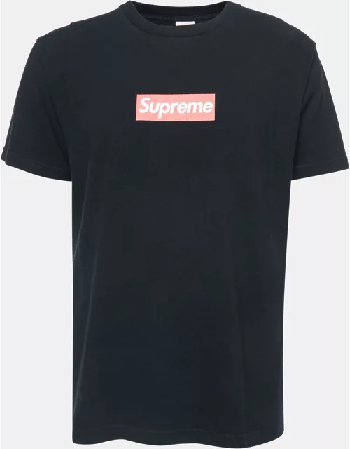 Supreme Black Logo Print Pre-Shrunk Cotton Half Sleeve T-Shirt