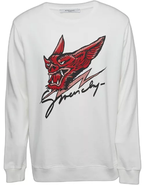 Givenchy White Dragon Head Logo Print Cotton Sweatshirt