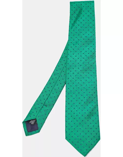 CH Carolina Herrera Green Dotted Silk Tie