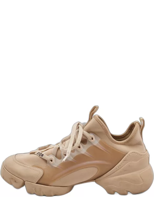 Dior Beige Nylon and Leather D-Connect Lace Up Sneaker