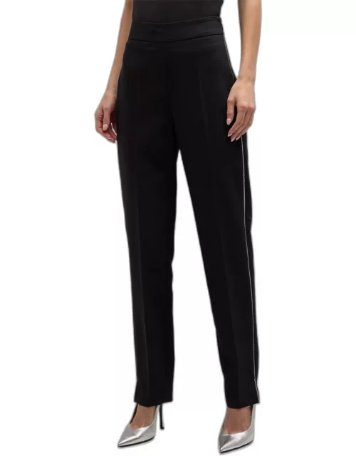 Embellished High-Rise Tapered Cady Pant