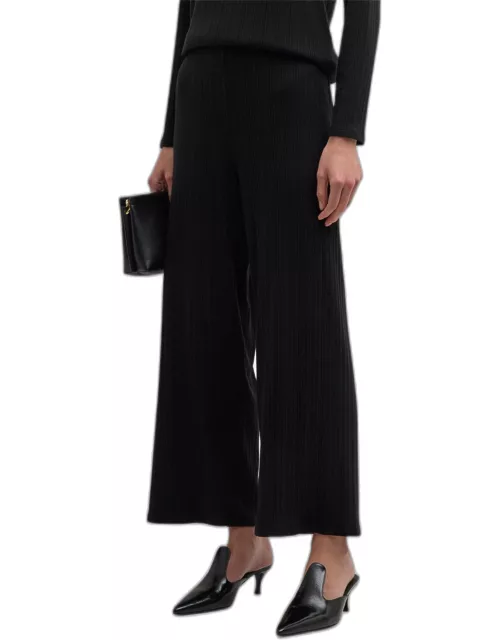 Ribbed Wide-Leg Ankle Pant