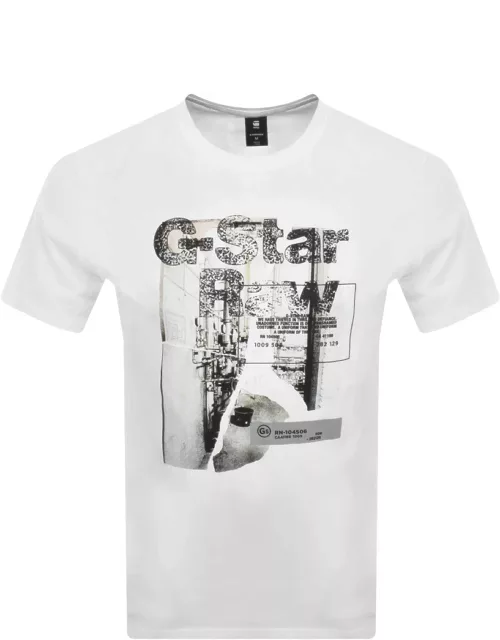 G Star Raw Originals HQ Print Logo T Shirt White
