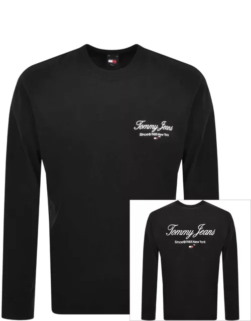 Tommy Jeans Long Sleeve Logo T Shirt Black