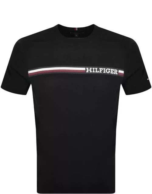 Tommy Hilfiger Monotype Chest Stripe T Shirt Black